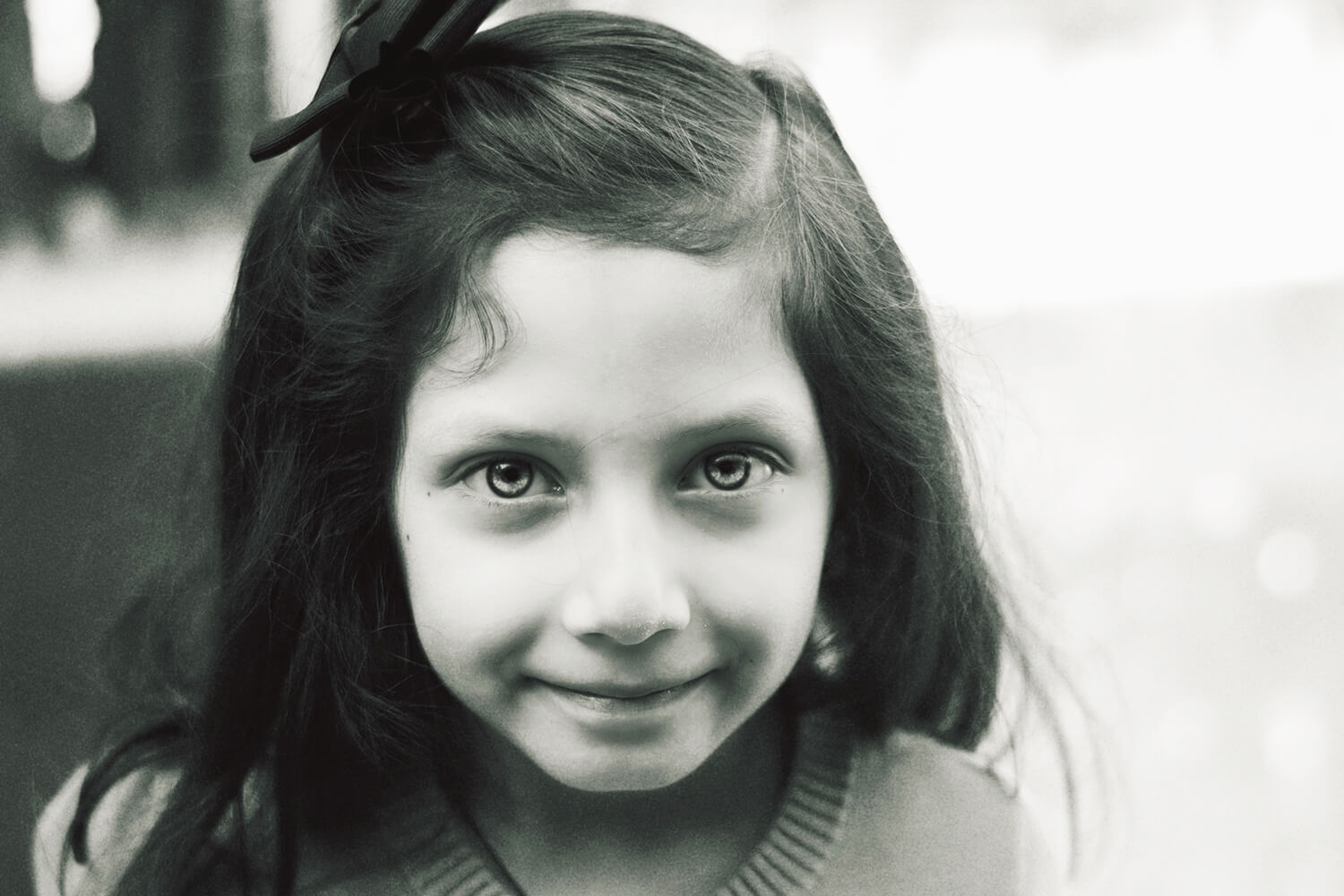 black and white image of young girl